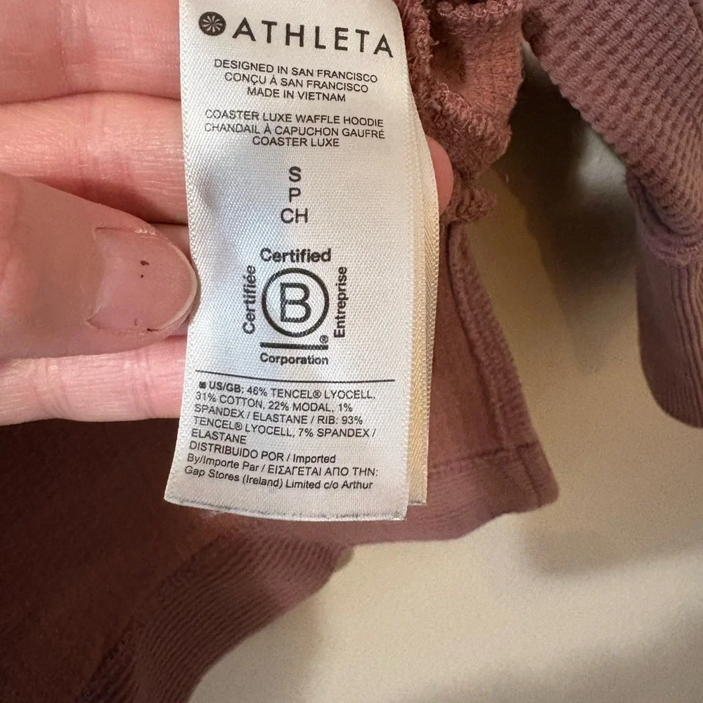Athleta Coaster Luxe Waffle Hoodie in Tawny Rose women’s size Small